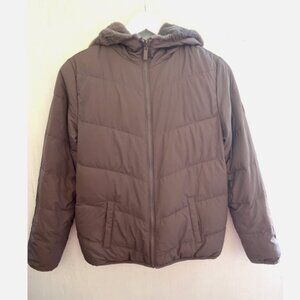 ABERCROMBIE KIDS Maeve Reversible Hooded Puffer Jacket Softshell/Fur Size 15/16